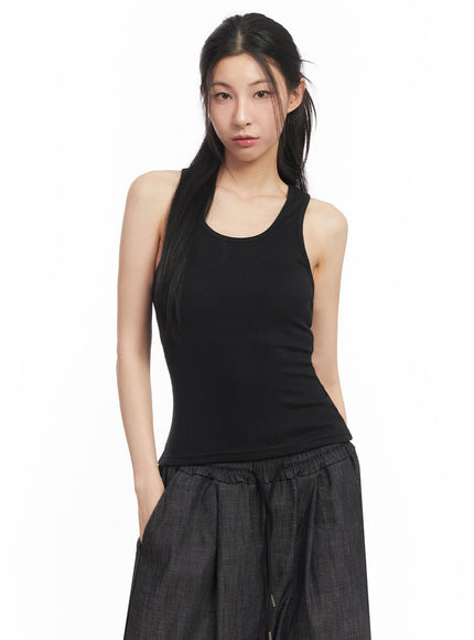 essential-cross-back-tank-top-iy529 / Black
