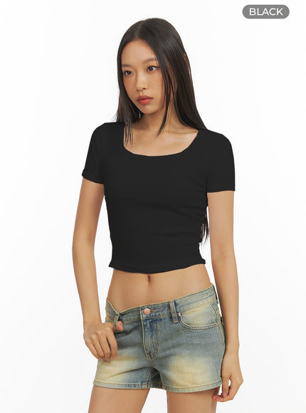 basic-cotton-crop-tee-iy422 / Black