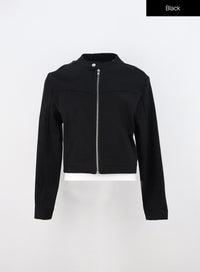 slim-fit-color-block-jacket-in308 / Black