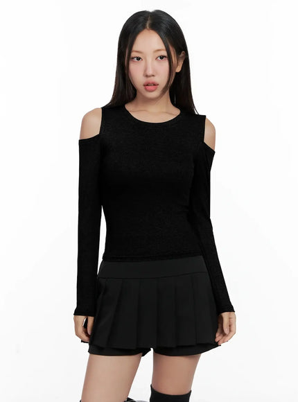 Cut-Out Ribbed Off-Shoulder Top IG527