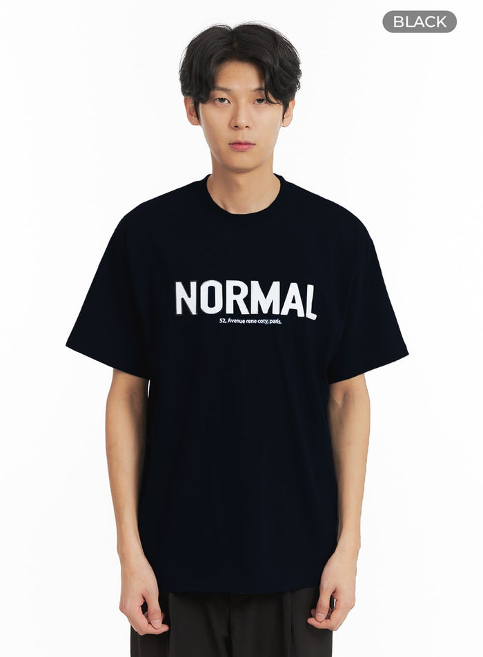 mens-normal-graphic-lettering-tee-ia401 / Black