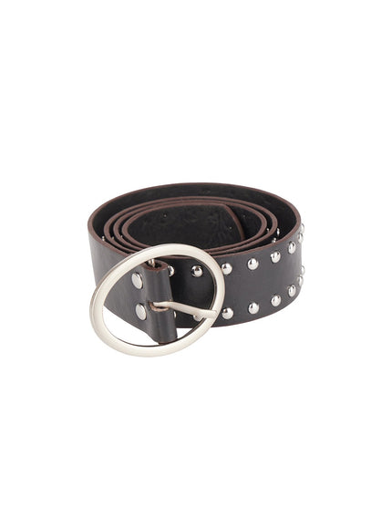 twin-stud-faux-leather-belt-iy502 / Black