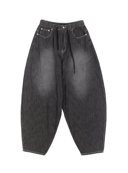 mens-summer-drawstring-jeans-iy508 / Black