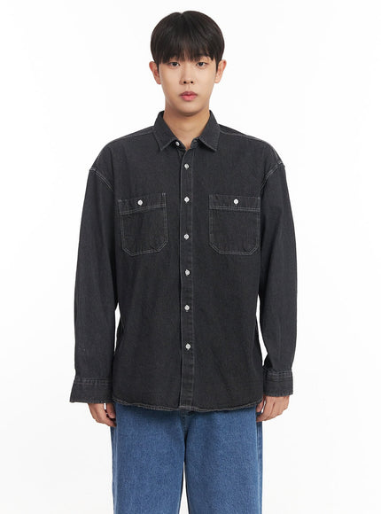 mens-denim-collared-shirt-im527 / Black