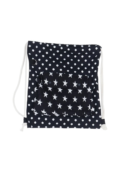 mens-star-print-drawstring-bag-il518 / Black