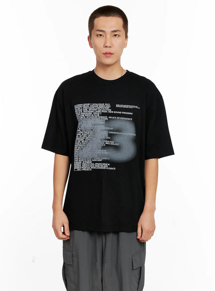 mens-graphic-spray-print-tee-ig508 / Black