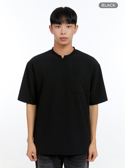 mens-pocketed-round-neck-short-sleeve-tee-ig422 / Black