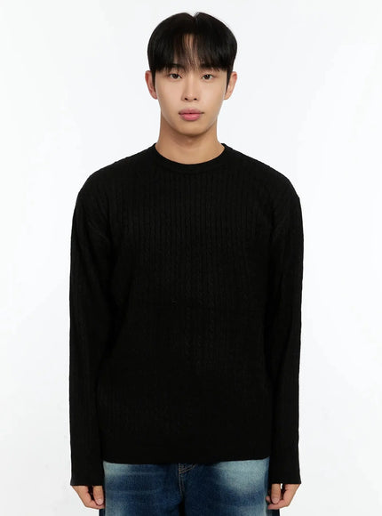 mens-cable-sweater-in506 / Black