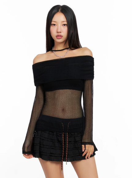 Chich Sheer Off-Shoulder Top IG528
