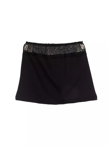 elegant-lace-trim-mini-skirt-im530 / Black