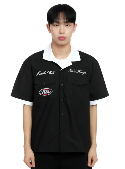 mens-embroidered-graphic-shirt-ig520 / Black