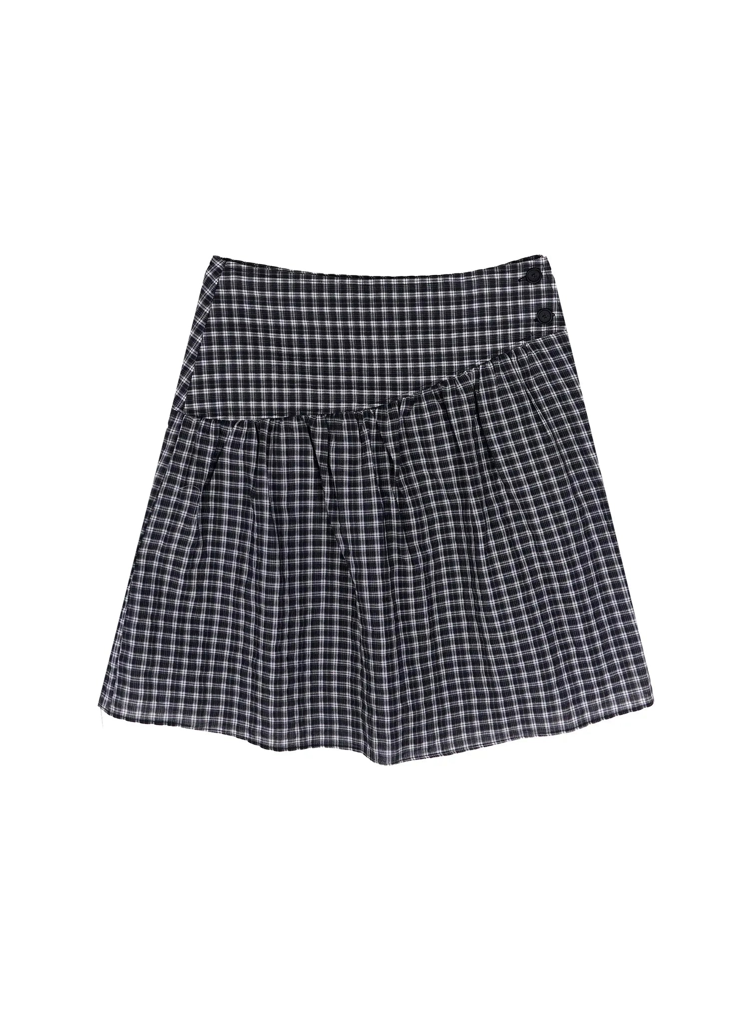 plaid-buttoned-midi-skirt-iy525 / Black