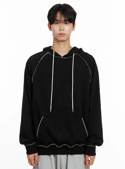 mens-stitch-oversized-hoodie-io516 / Black