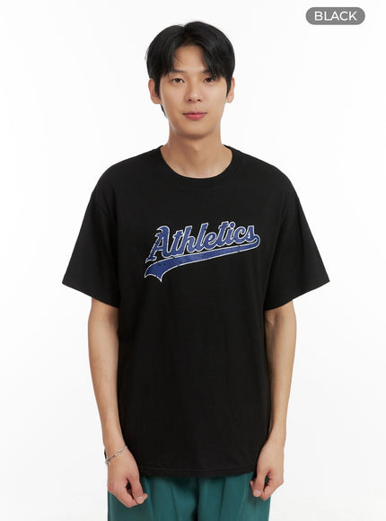 mens-round-neck-graphic-cotton-tee-il404 / Black