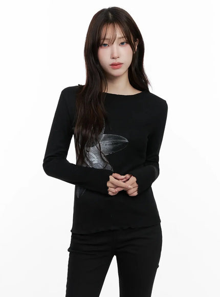 chic-botanical-print-shirt-in514 / Black