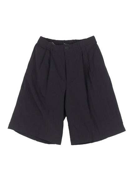 mens-wide-fit-nylon-pintuck-shorts-iy522 / Black