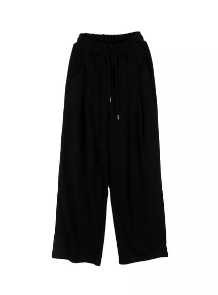 relaxed-fit-pintuck-sweatpants-ig508 / Black
