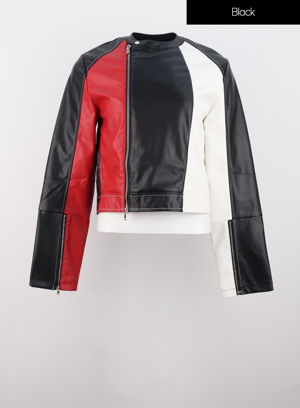 color-block-racer-jacket-is321 / Black