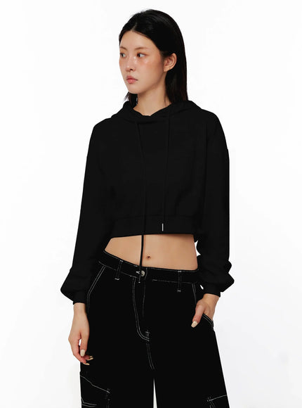 cropped-essential-hoodie-is515 / Black