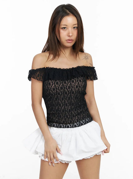 laced-off-shoulder-top-ia527 / Black