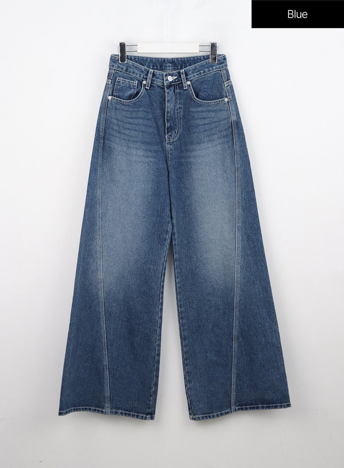 cotton-wide-leg-flare-pants-in308 / Blue