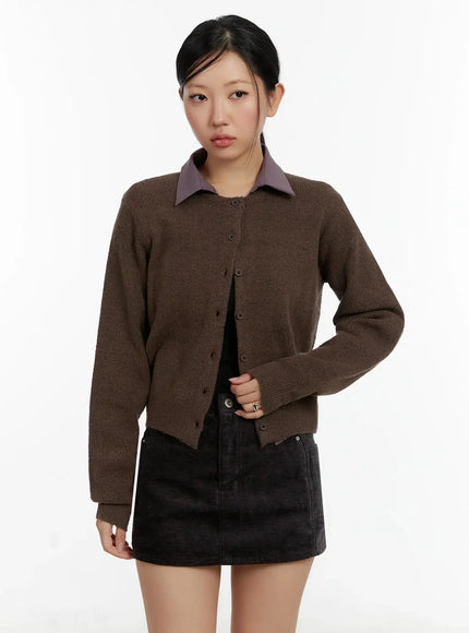 round-neck-knit-cardigan-id525 / Brown