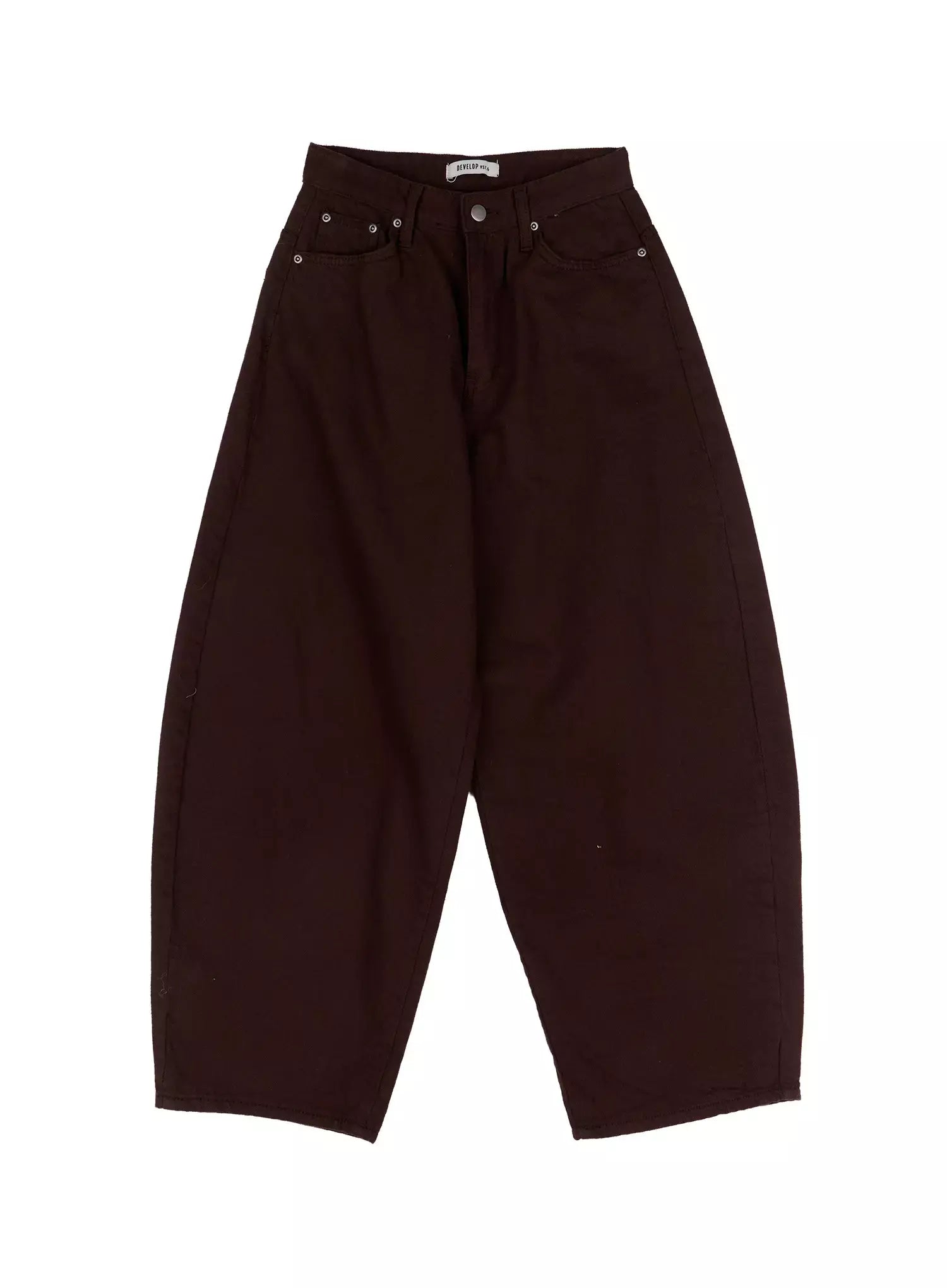 plaid-accent-wide-leg-pants-in528 / Brown