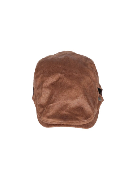 mens-vintage-faux-leather-flat-cap-il514 / Brown