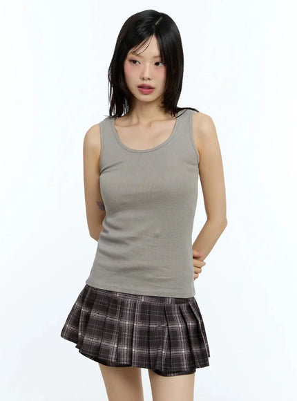 basic-slim-fit-tank-top-iu524 / Dark beige