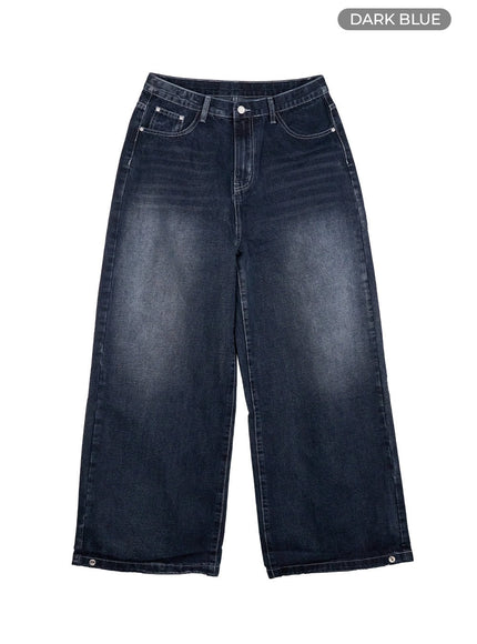 mens-wide-leg-fit-denim-jeans-io417 / Dark blue