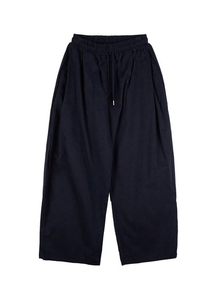 mens-solid-pintuck-wide-leg-trousers-in411 / Dark blue