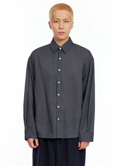 Men's Linen Button-Up Shirt IL514