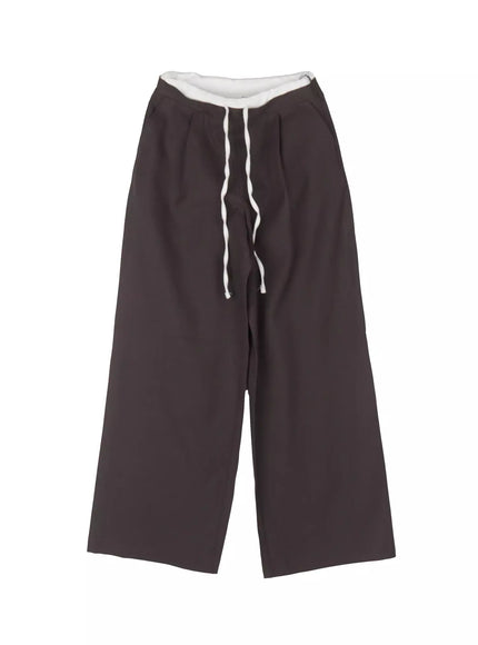 layered-pintuck-wide-leg-pants-iu512 / Dark gray