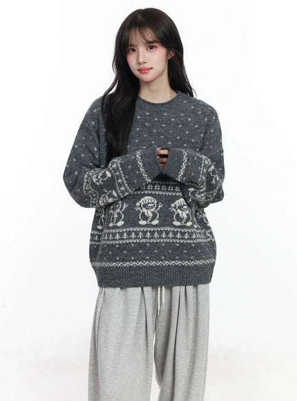 Oversized Graphic Sweater IJ529