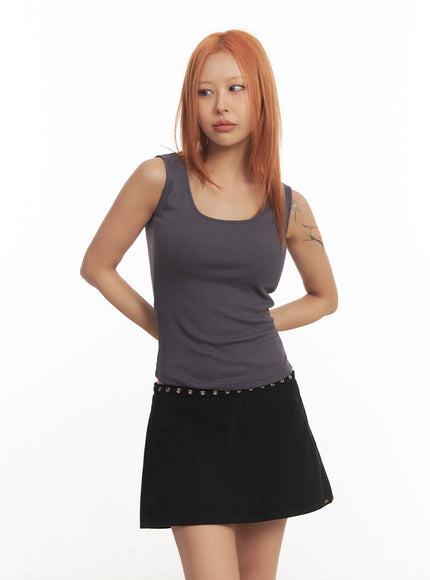 essential-u-neck-tank-top-ia517 / Dark gray