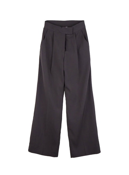 pintuck-wide-fit-dress-pants-ij510 / Dark gray