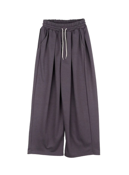 double-pleated-wide-sweatpants-ij529 / Dark gray