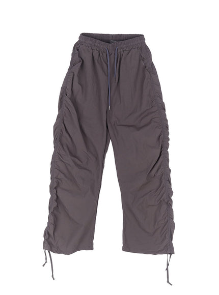 adjustable-wide-leg-nylon-pants-iu509 / Dark gray