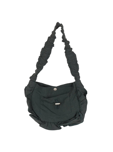 frill-shoulder-bag-iu509 / Dark green