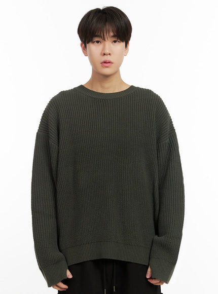 mens-loose-fit-sweater-ij517 / Dark green