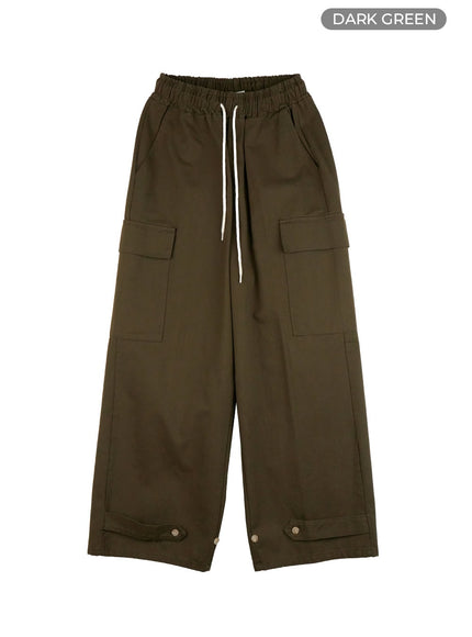 mens-wide-fit-cargo-cotton-pants-ig428 / Dark green