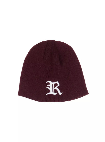 embroidered-beanie-io517 / Dark red
