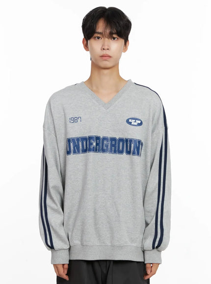 Men's Graphic V-Neck Sweatshirt IO516