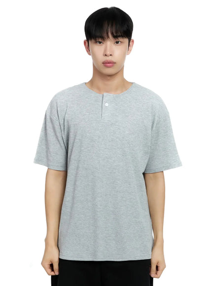 Men's Textured Henley T-shirt IG520