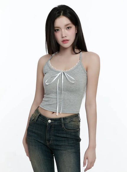 lace-ribbon-camisole-io520 / Gray