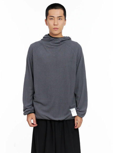 Men's Logo Detail Long Sleeve Hoodie IS502