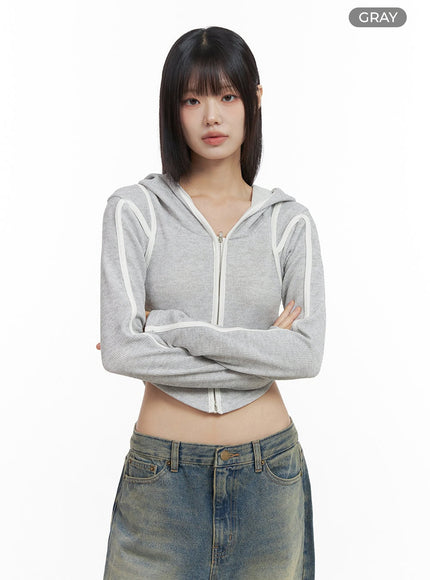 zenith-zip-up-crop-top-io430 / Gray