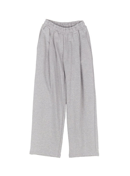 pintuck-wide-leg-sweatpants-iu509 / Gray