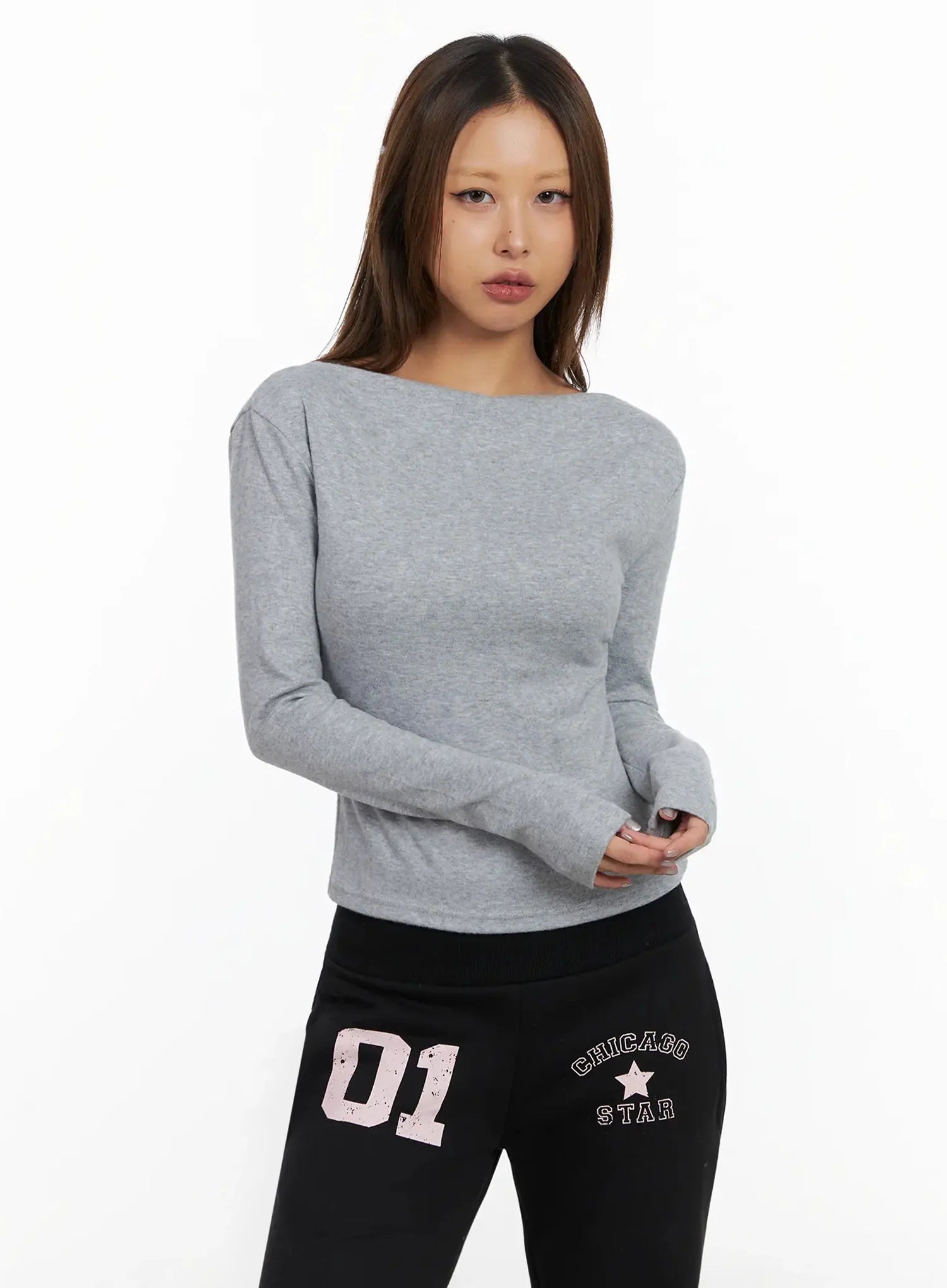 Shirred Boat Neck Top IN528