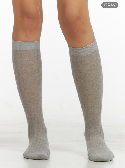 ribbed-knee-socks-iu410 / Gray